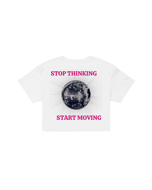 ÚNICO STUDIOS STOP THINKING CROP T-SHIRT - White