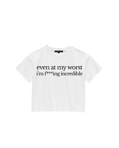 ÚNICO STUDIOS EVEN AT MY WORST CROP T-SHIRT - White