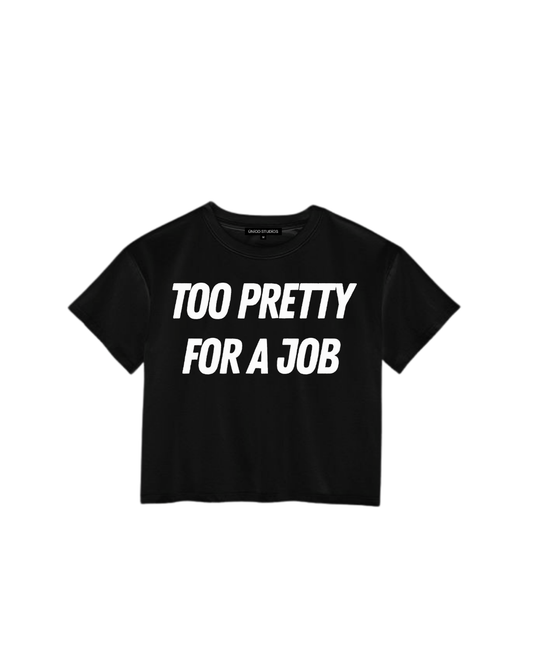 ÚNICO STUDIOS TOO PRETTY FOR A JOB CROP T-SHIRT - Black