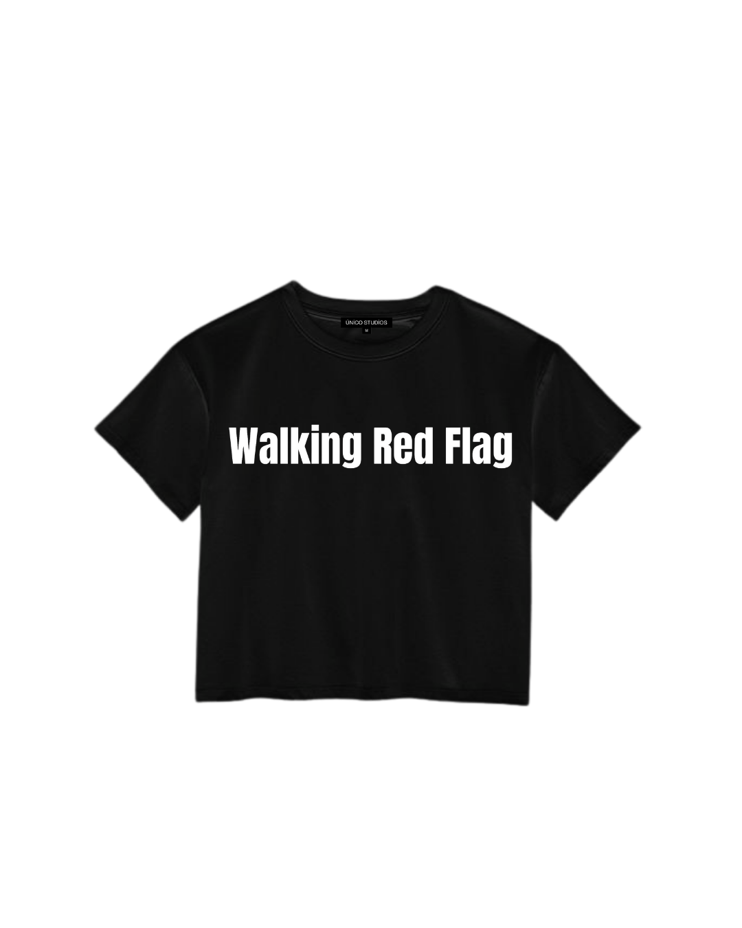 ÚNICO STUDIOS WALKING RED FLAG CROP T-SHIRT - Black