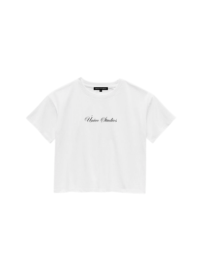 ÚNICO STUDIOS STOP THINKING CROP T-SHIRT - White