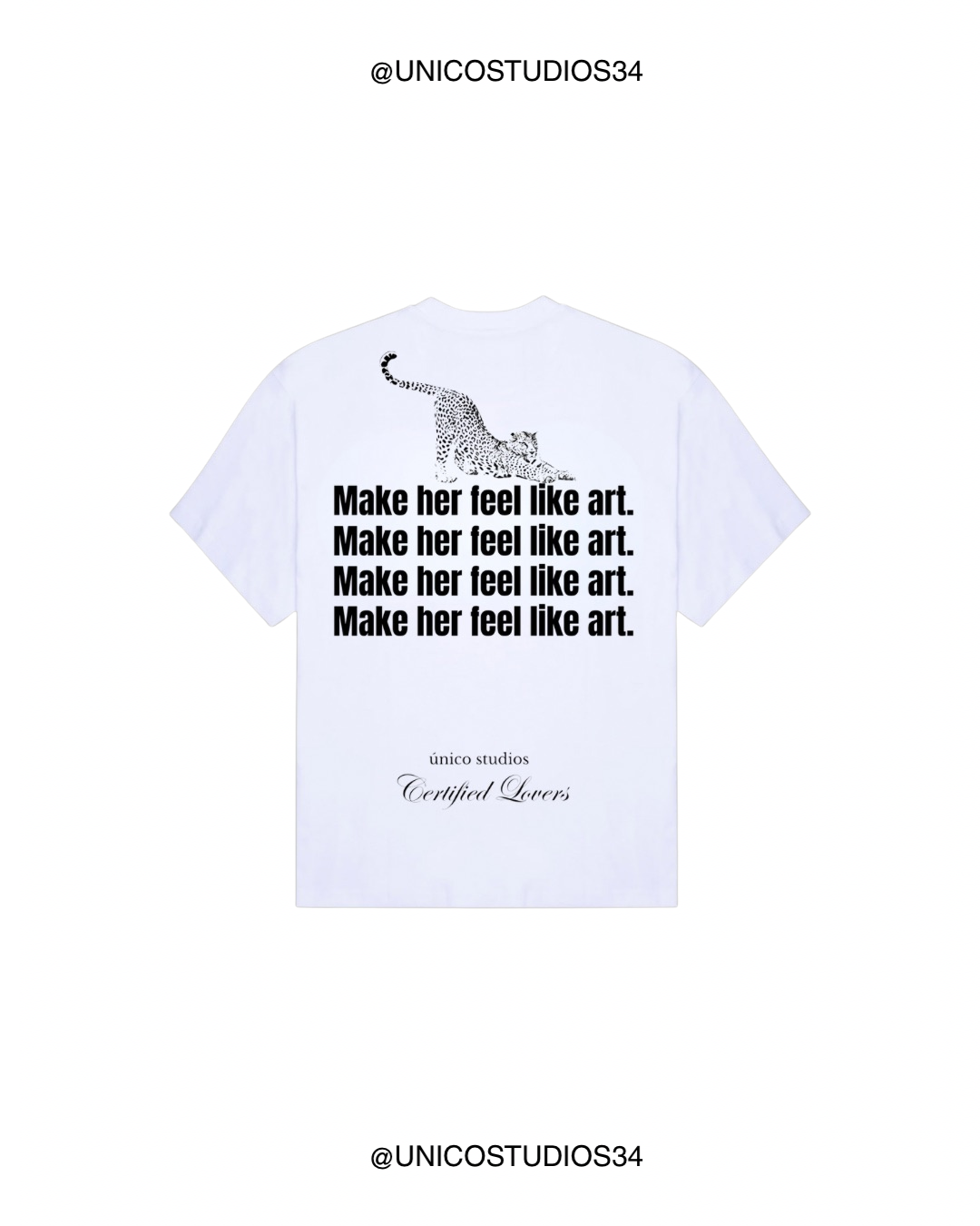 ÚNICO STUDIOS MAKE HER FEEL LIKE ART LEOPARD T-SHIRT - White