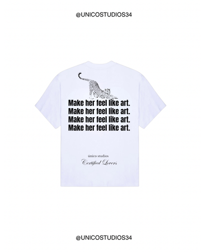ÚNICO STUDIOS MAKE HER FEEL LIKE ART LEOPARD T-SHIRT - White