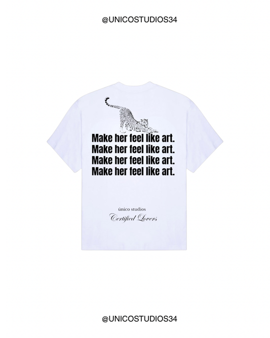 ÚNICO STUDIOS MAKE HER FEEL LIKE ART LEOPARD T-SHIRT - White