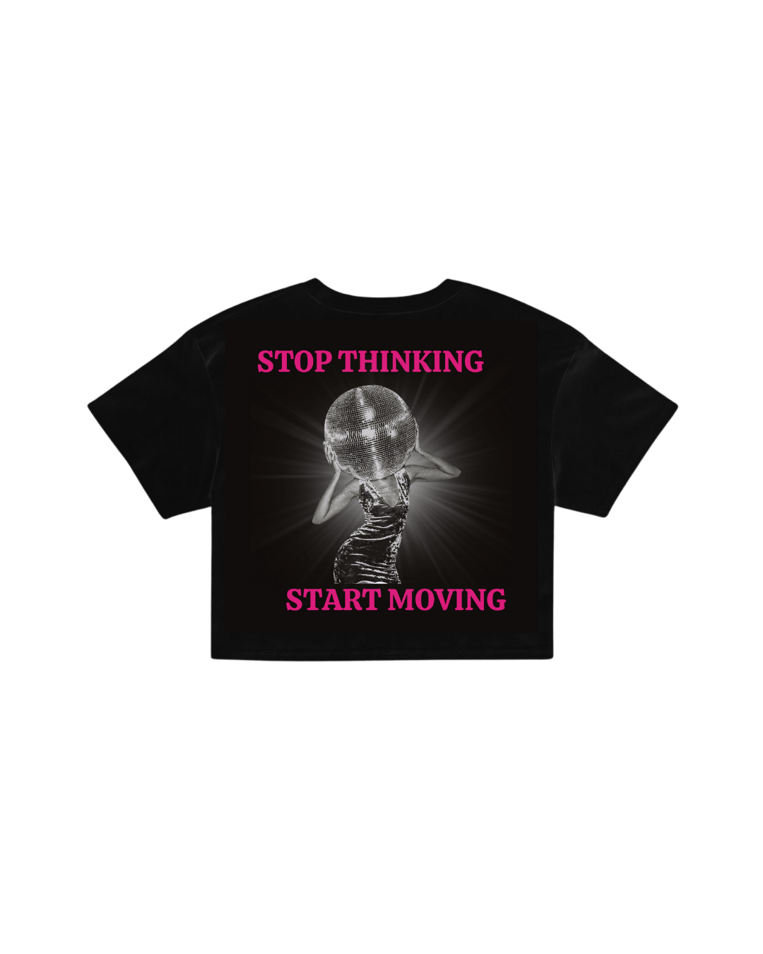 ÚNICO STUDIOS STOP THINKING CROP T-SHIRT - Black
