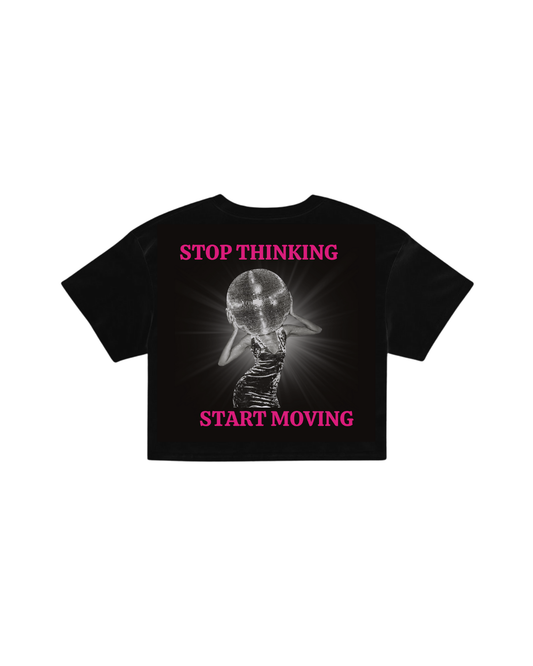 ÚNICO STUDIOS STOP THINKING CROP T-SHIRT - Black