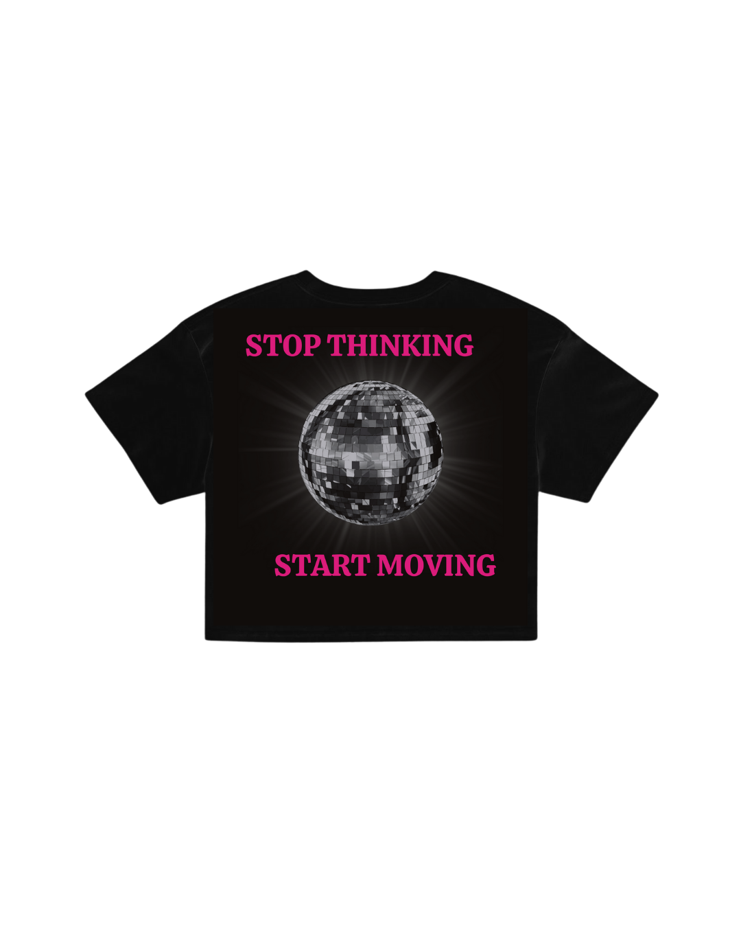 ÚNICO STUDIOS STOP THINKING CROP T-SHIRT - Black