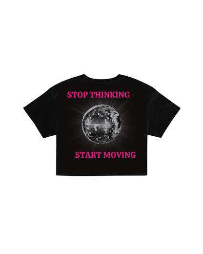 ÚNICO STUDIOS STOP THINKING CROP T-SHIRT - Black