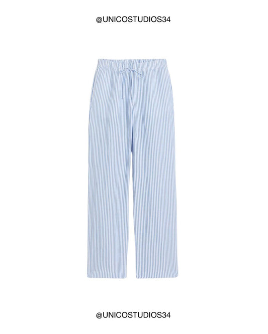 ÚNICO STUDIOS STRIPED POPLIN PANTS - Blue, White