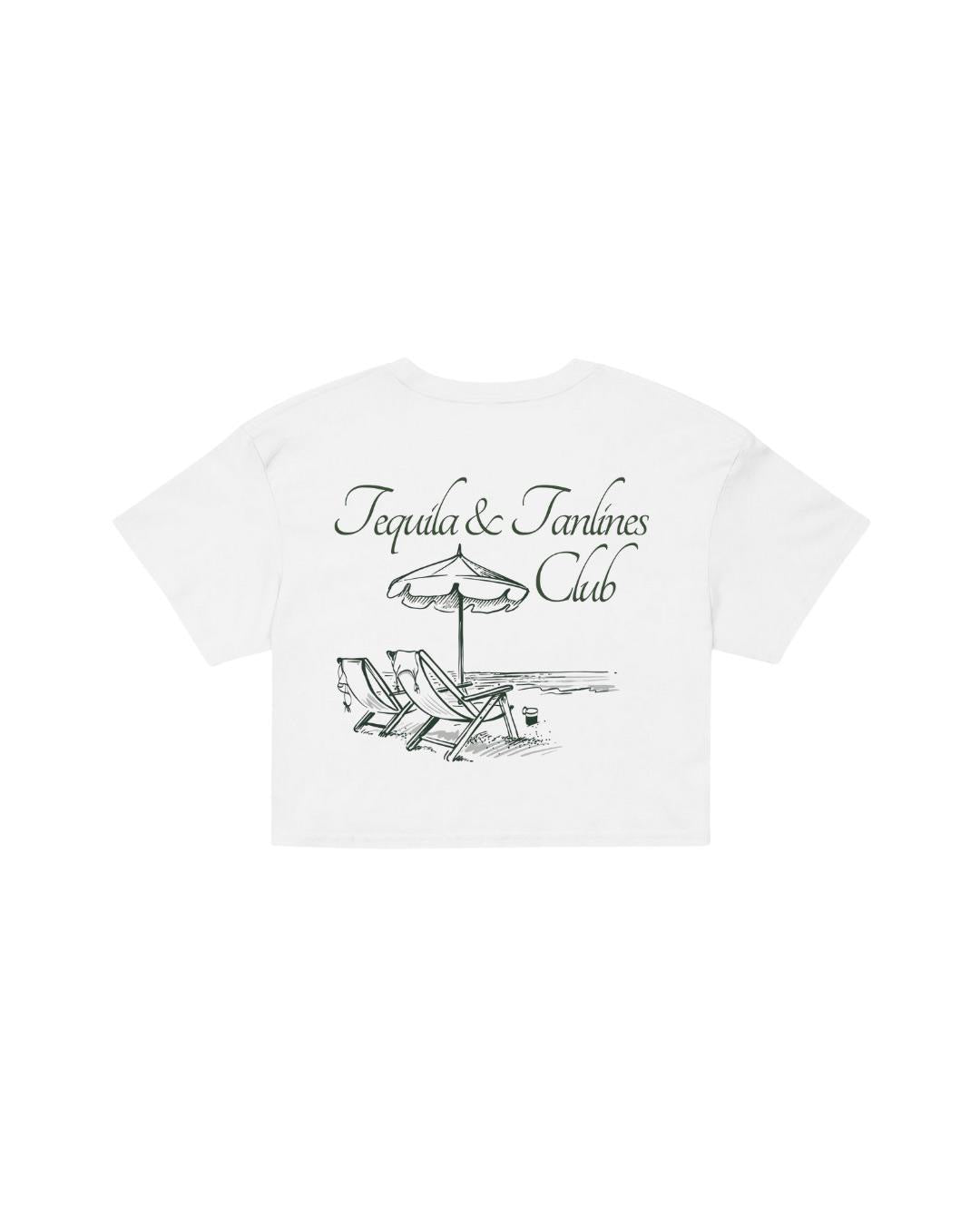 ÚNICO STUDIOS TEQUILA &amp; TANLINES CLUB CROP T-SHIRT - White