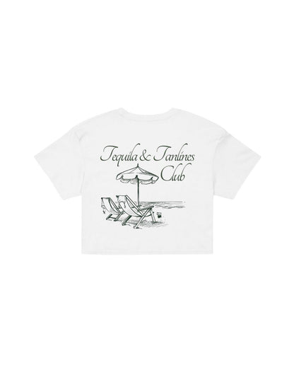 ÚNICO STUDIOS TEQUILA &amp; TANLINES CLUB CROP T-SHIRT - White