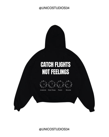 ÚNICO STUDIOS CATCH FLIGHTS NOT FEELINGS HOODIE - Black