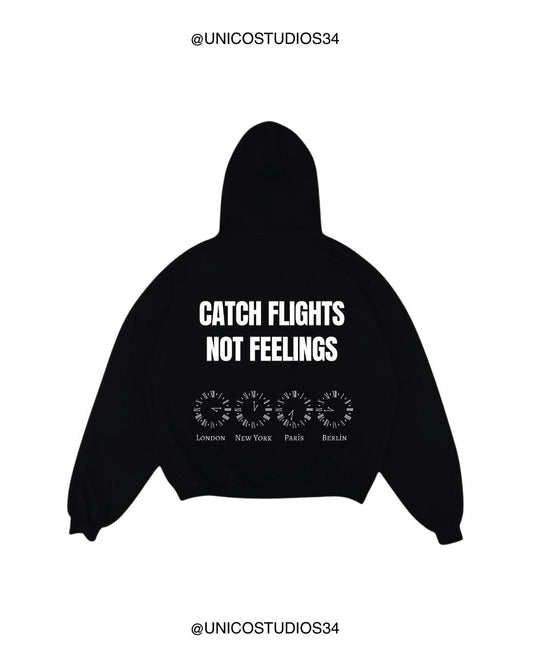 ÚNICO STUDIOS CATCH FLIGHTS NOT FEELINGS HOODIE - Black
