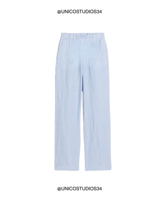 ÚNICO STUDIOS STRIPED POPLIN PANTS - Blue, White