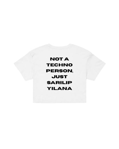 ÚNICO STUDIOS NOT A TECHNO PERSON CROP T-SHIRT - White
