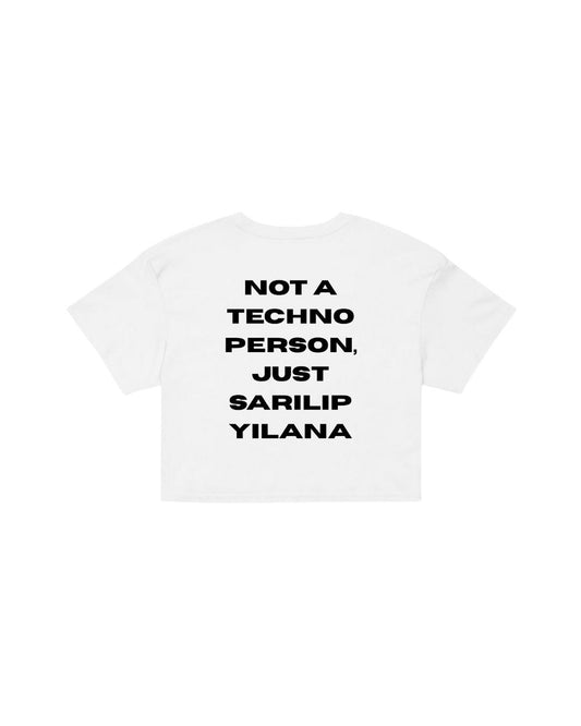 ÚNICO STUDIOS NOT A TECHNO PERSON CROP T-SHIRT - White