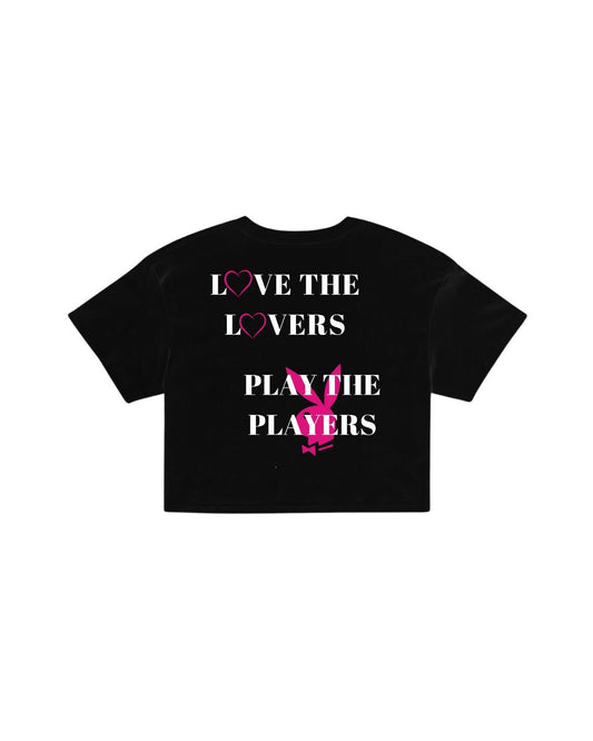 ÚNICO STUDIOS LOVE THE LOVERS CROP T-SHIRT - Black