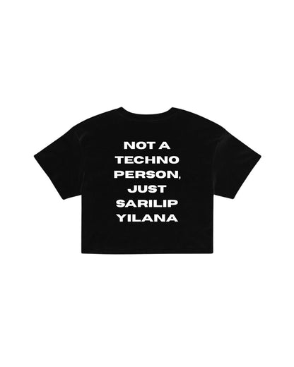 ÚNICO STUDIOS NOT A TECHNO PERSON CROP T-SHIRT - Black