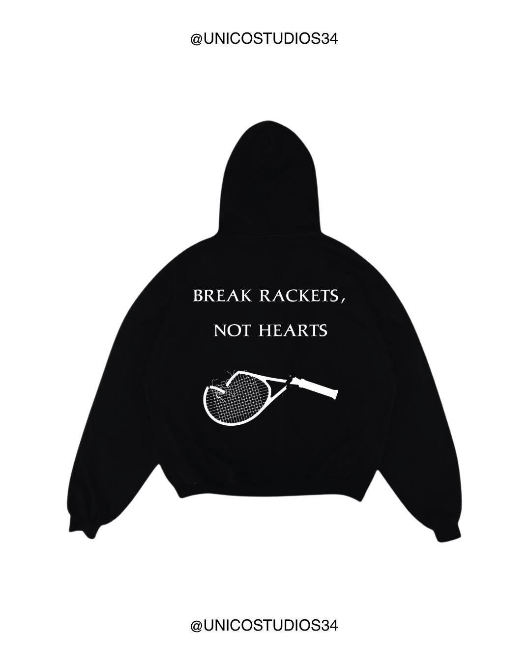 ÚNICO STUDIOS BREAK RACKETS, NOT HEARTS HOODIE - Black