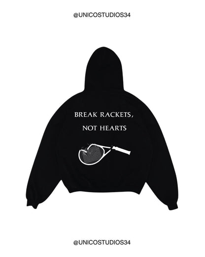 ÚNICO STUDIOS BREAK RACKETS, NOT HEARTS HOODIE - Black